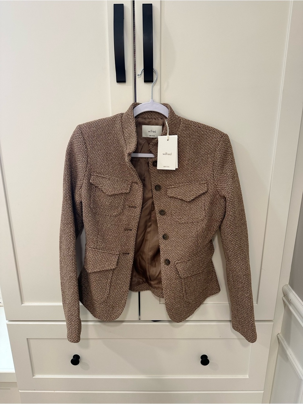 Wilfred Tan Tweed Structured Button Jacket - Picture 7 of 11